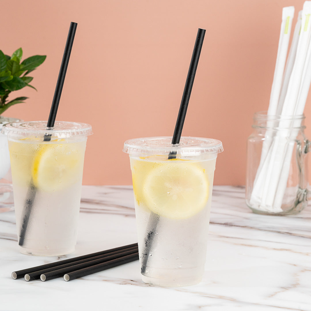 Bev Tek Black Paper Straw - Wrapped, Biodegradable, 7.5mm - 10" - 1000 count box