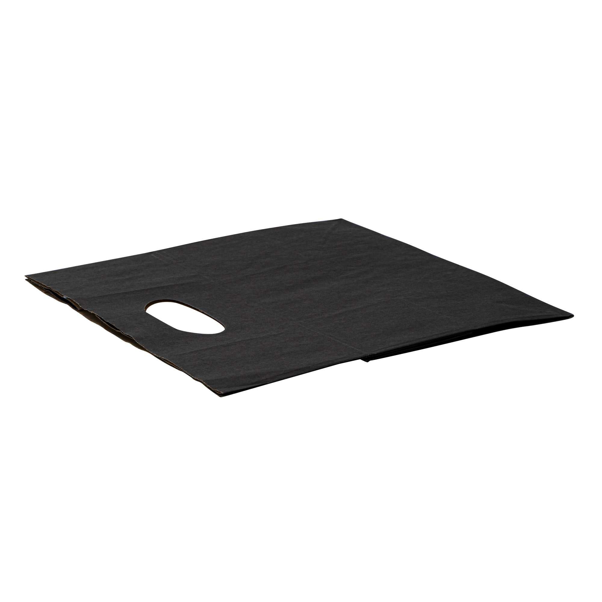 Bag Tek Rectangle Black Paper Take Out Bag - with Handles - 11" x 7" x 11" - 100 count box