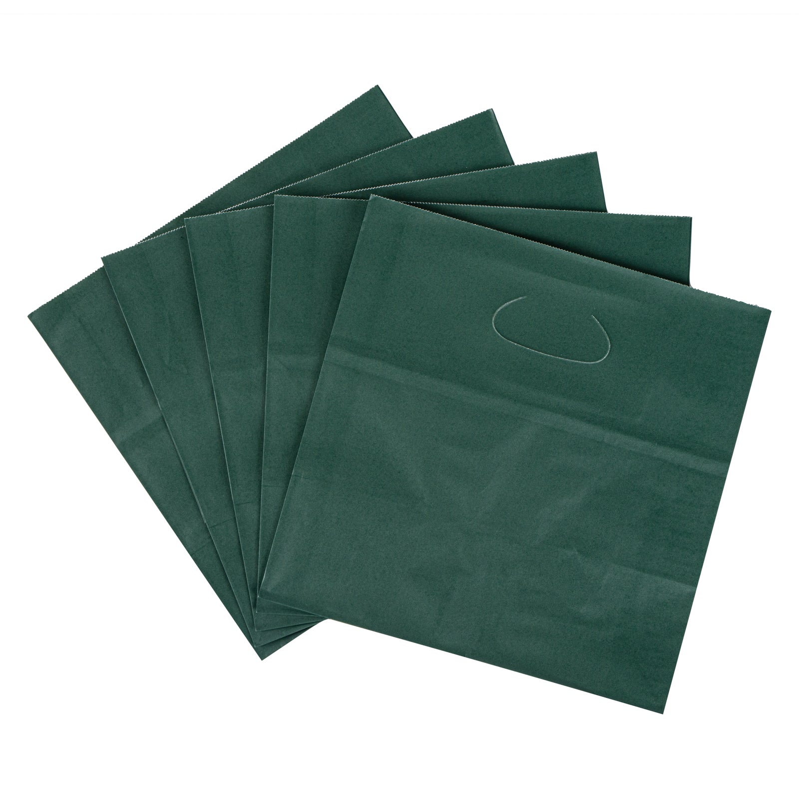 Bag Tek Rectangle Forest Green Paper Take Out Bag - with Handles - 11" x 7" x 11" - 100 count box