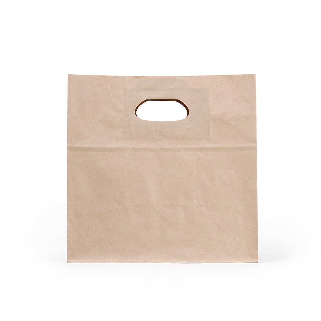 Bag Tek Rectangle Kraft Paper Take Out Bag - with Handles - 11" x 7" x 11" - 100 count box