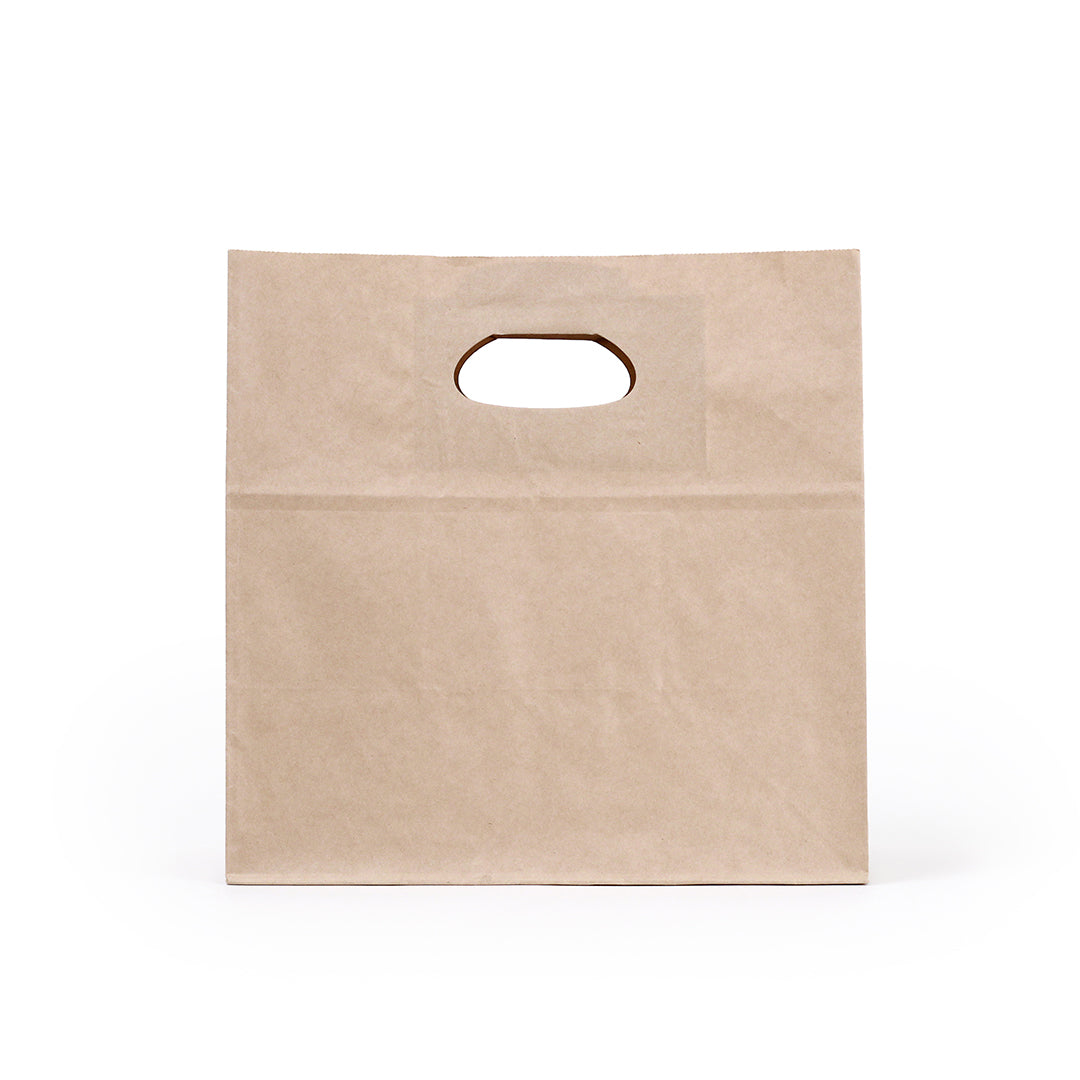 Bag Tek Rectangle Kraft Paper Take Out Bag - with Handles - 11" x 7" x 11" - 100 count box