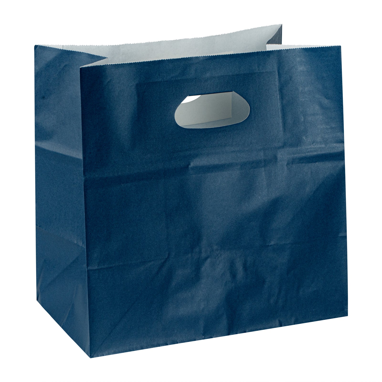 Bag Tek Rectangle Midnight Blue Paper Take Out Bag - with Handles - 11" x 7" x 11" - 100 count box