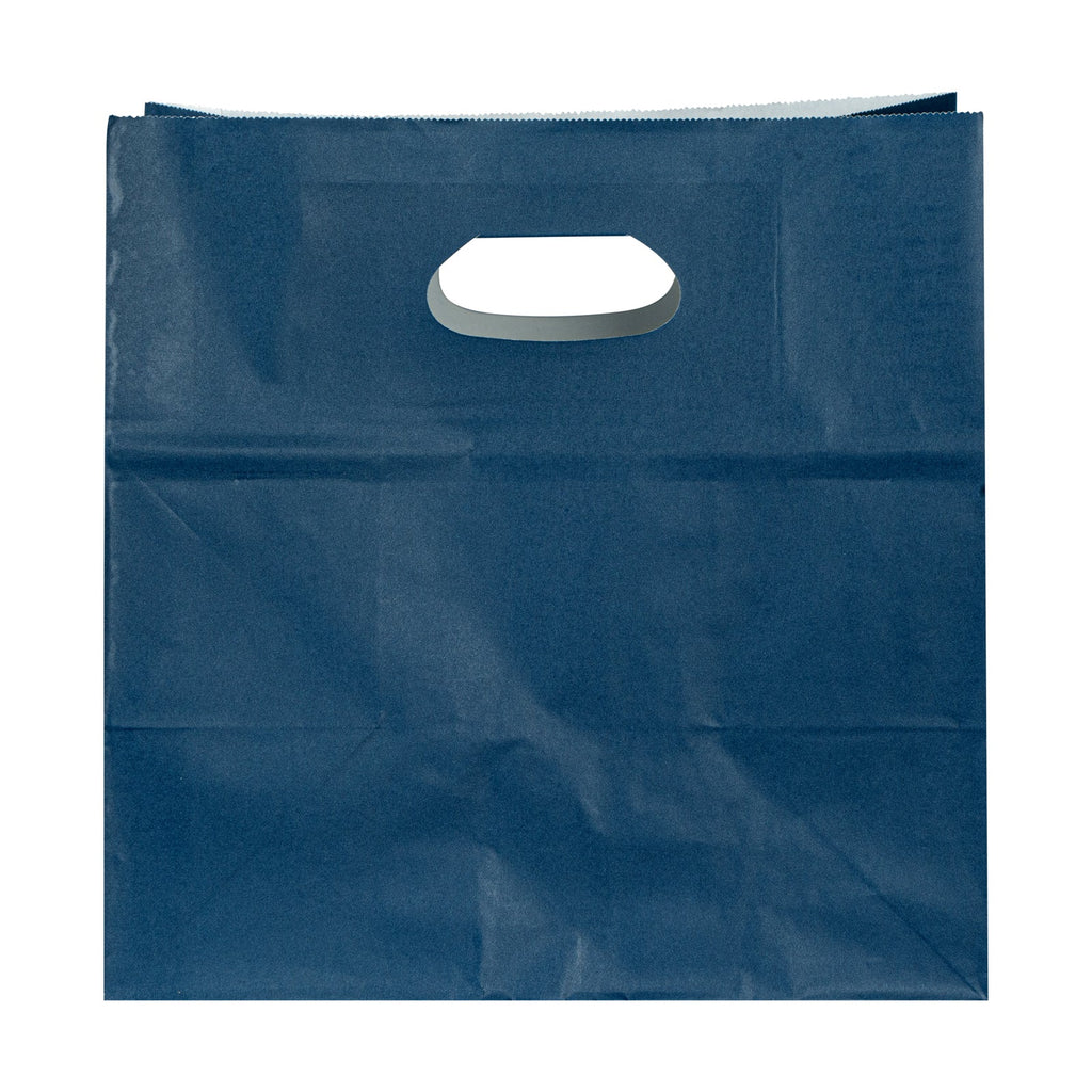 Bag Tek Rectangle Midnight Blue Paper Take Out Bag - with Handles - 11" x 7" x 11" - 100 count box