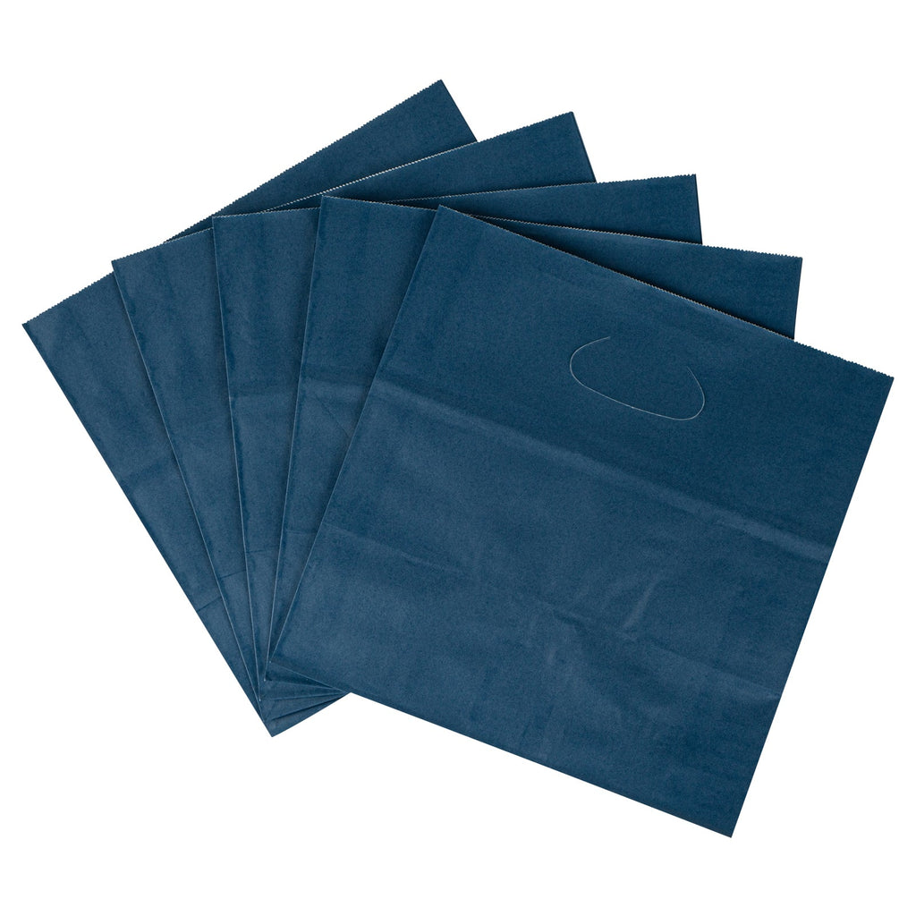 Bag Tek Rectangle Midnight Blue Paper Take Out Bag - with Handles - 11" x 7" x 11" - 100 count box