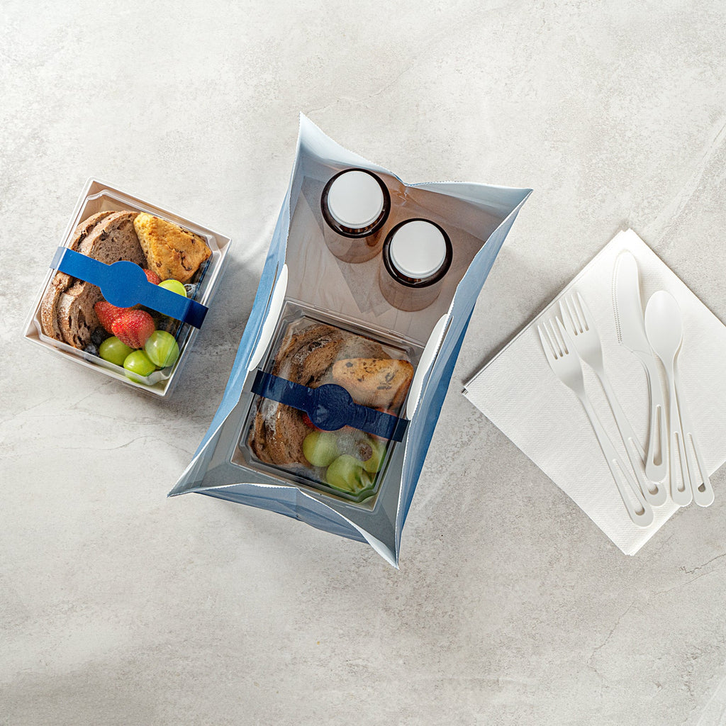 Bag Tek Rectangle Midnight Blue Paper Take Out Bag - with Handles - 11" x 7" x 11" - 100 count box