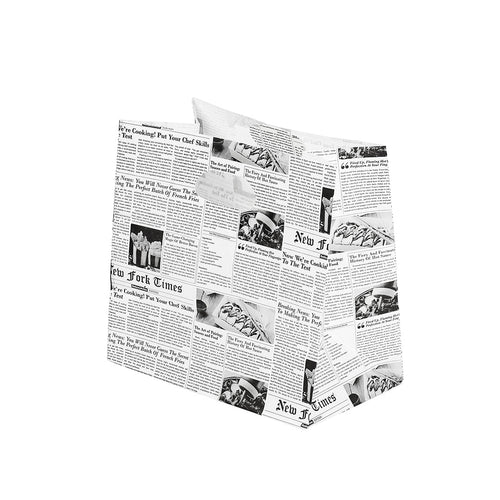 Bag Tek Rectangle Newsprint Paper Take Out Bag - with Handles - 11" x 7" x 11" - 100 count box