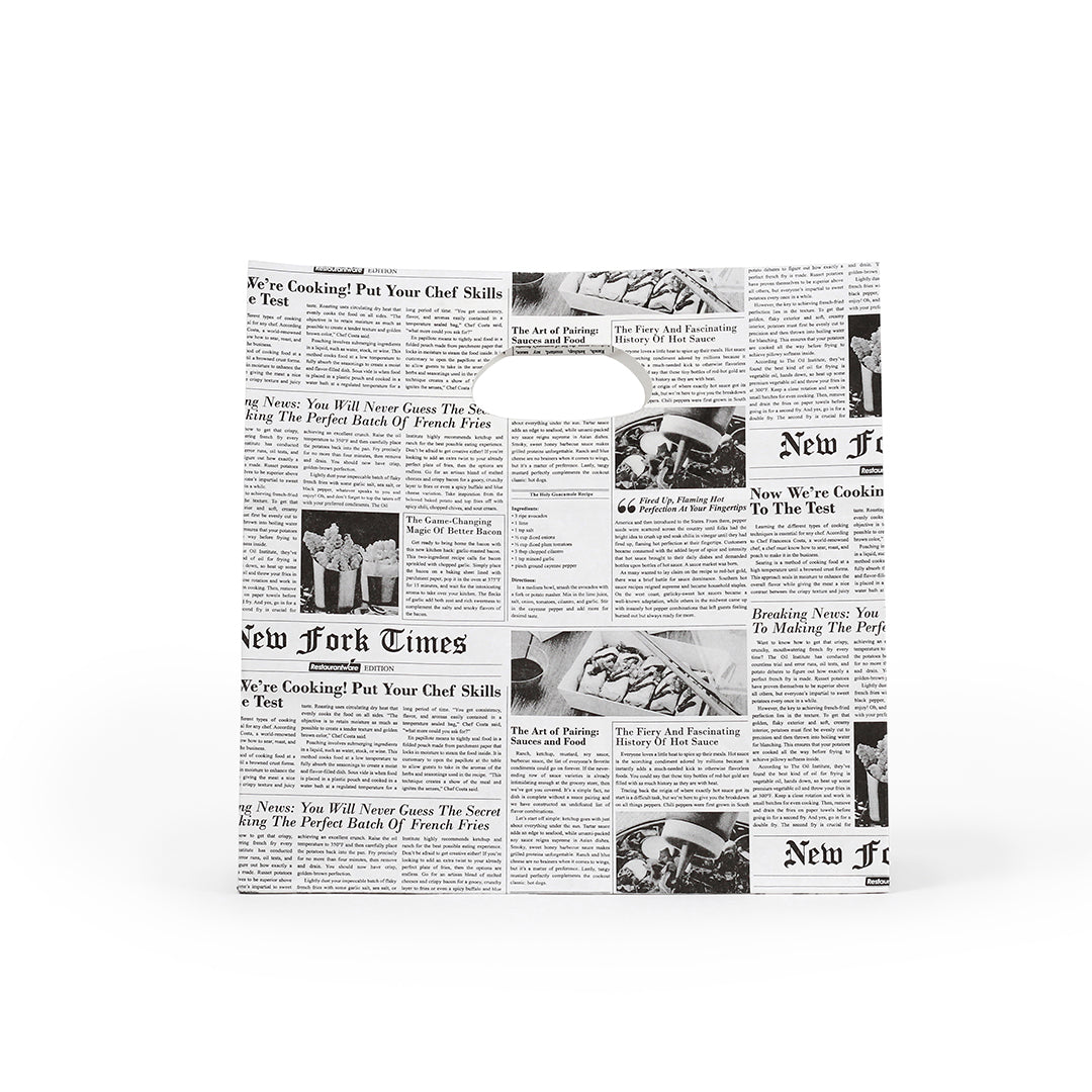 Bag Tek Rectangle Newsprint Paper Take Out Bag - with Handles - 11" x 7" x 11" - 100 count box