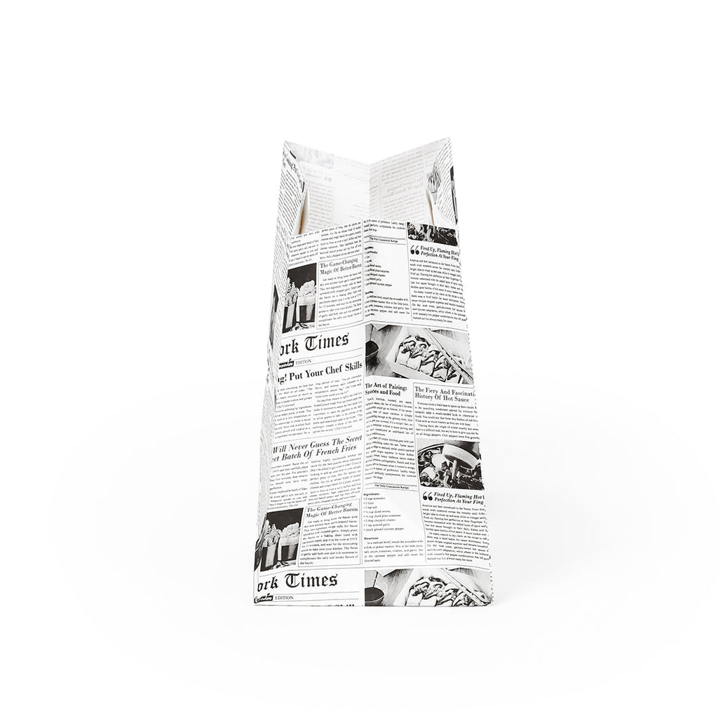 Bag Tek Rectangle Newsprint Paper Take Out Bag - with Handles - 11" x 7" x 11" - 100 count box