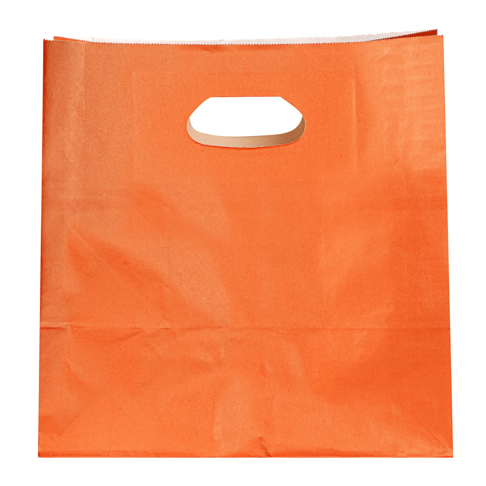 Bag Tek Rectangle Tangerine Orange Paper Take Out Bag - with Handles - 11" x 7" x 11" - 100 count box