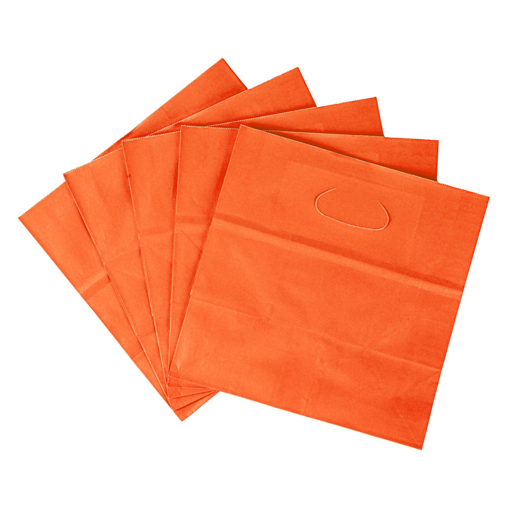 Bag Tek Rectangle Tangerine Orange Paper Take Out Bag - with Handles - 11" x 7" x 11" - 100 count box