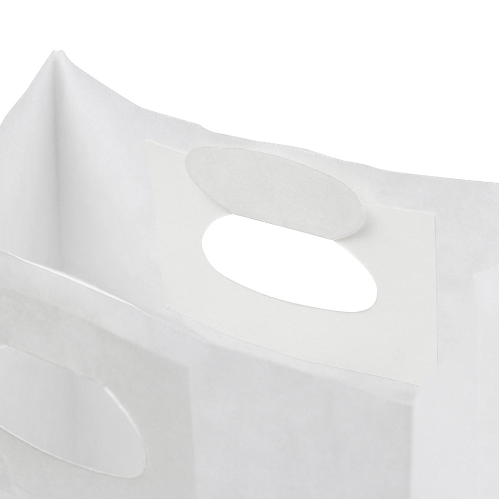 Bag Tek Rectangle White Paper Take Out Bag - with Handles - 11" x 7" x 11" - 100 count box