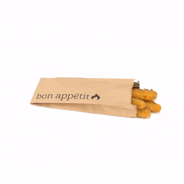 Bag Tek Kraft Paper Printed Foil Bag - Pint Size, Bon Appetit - 4 1/2" x 2" x 11 1/2" - 100 count box