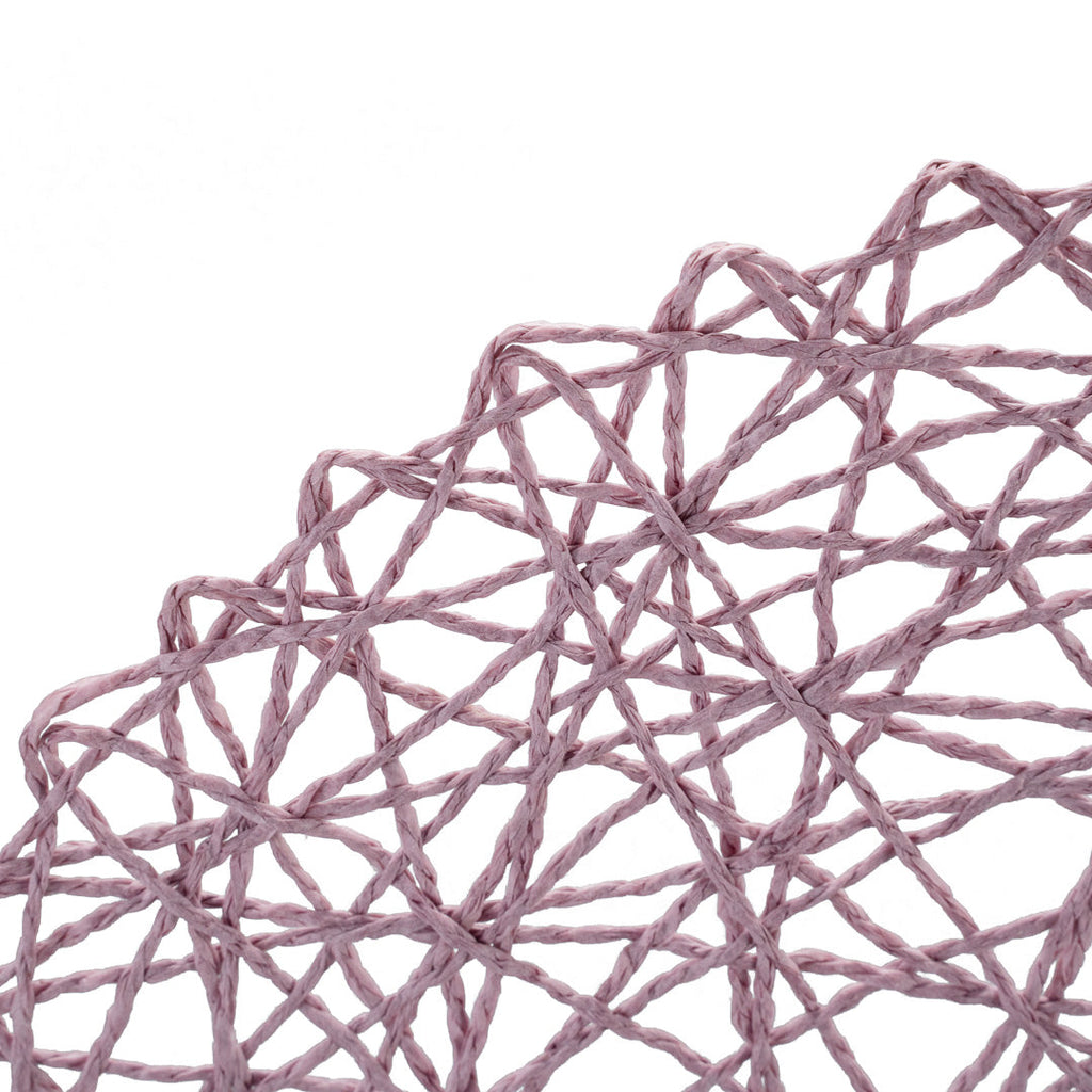 Spinweave Round Pink Paper Handmade Placemat - Semi-Disposable - 15" x 15" - 6 count box