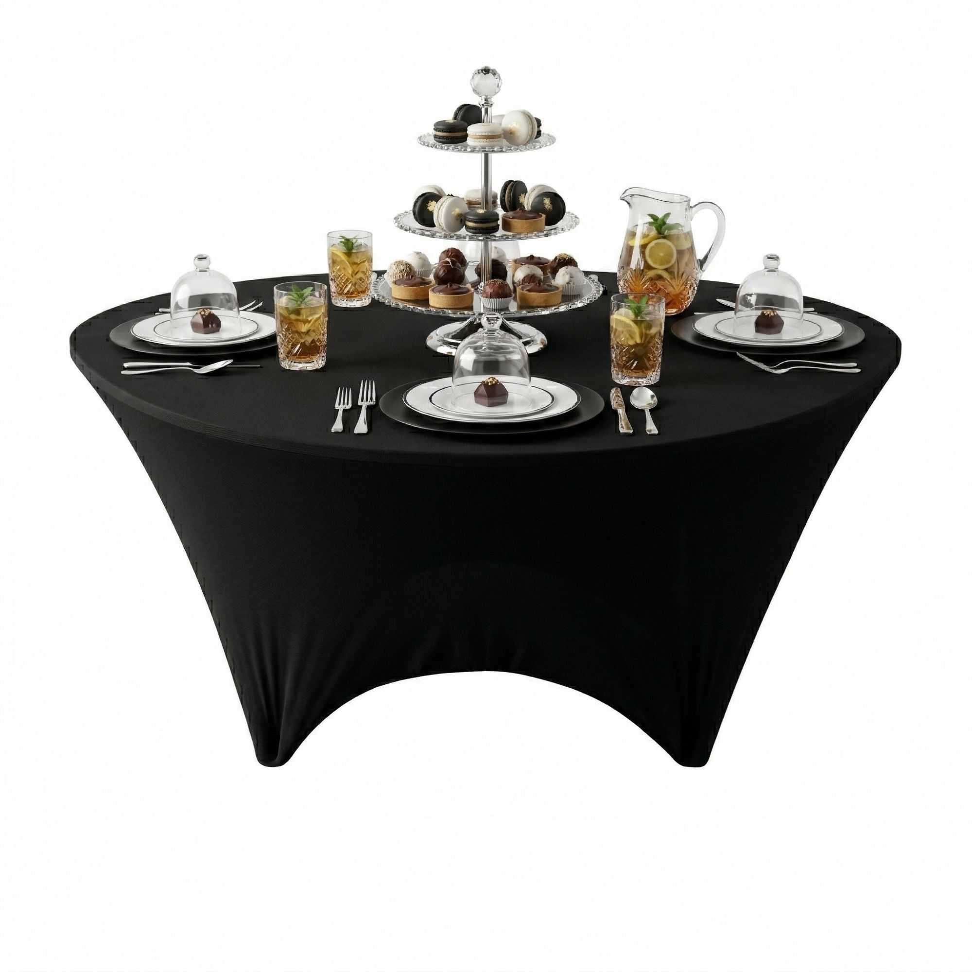 Table Tek Round Black Spandex Table Cover - Contour Cut - 72" - 10 count box