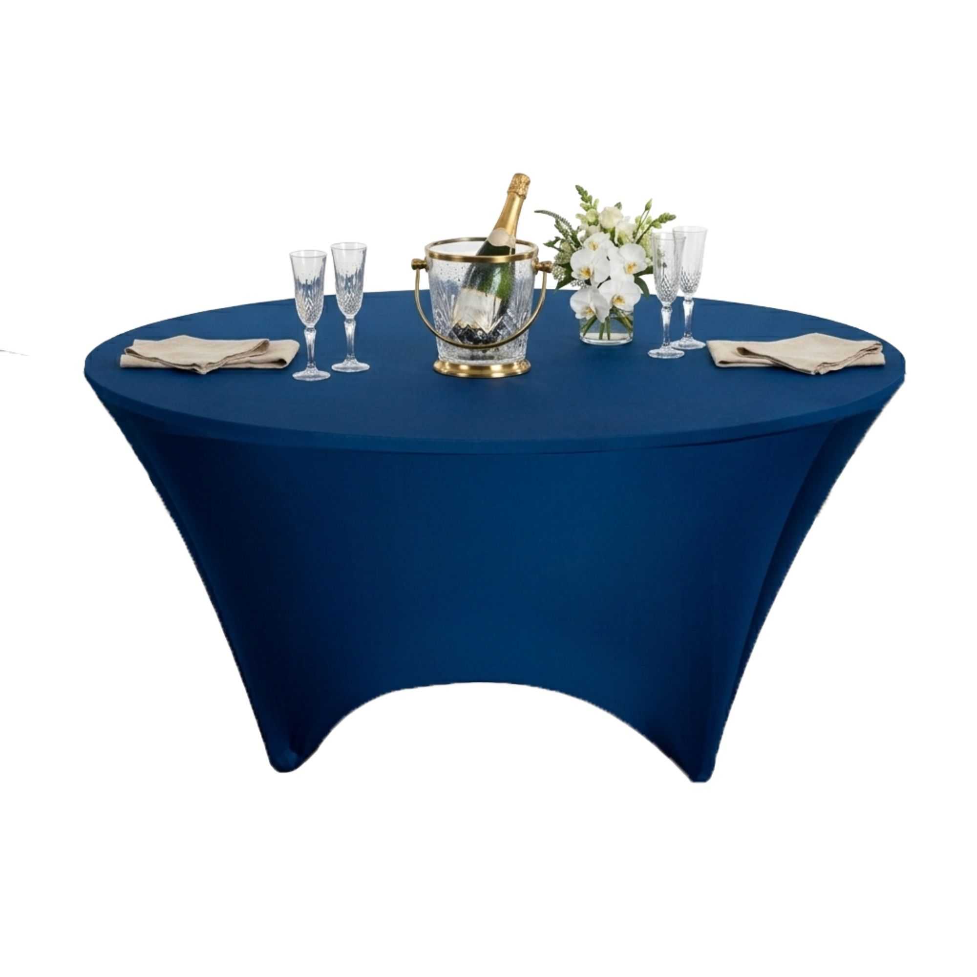 Table Tek Round Blue Spandex Table Cover - Contour Cut - 72" - 1 count box