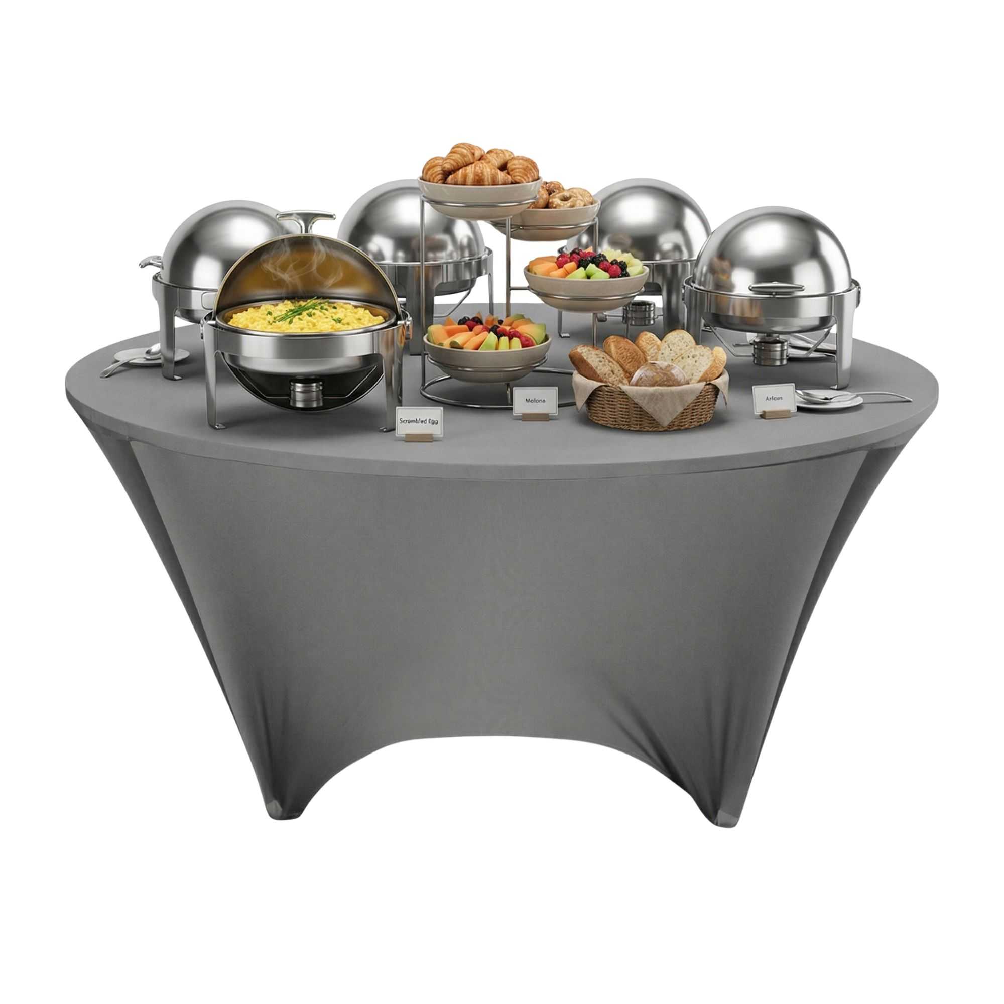 Table Tek Round Charcoal Gray Spandex Table Cover - Contour Cut - 72" - 1 count box