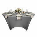 Table Tek Round Charcoal Gray Spandex Table Cover - Contour Cut - 72" - 10 count box