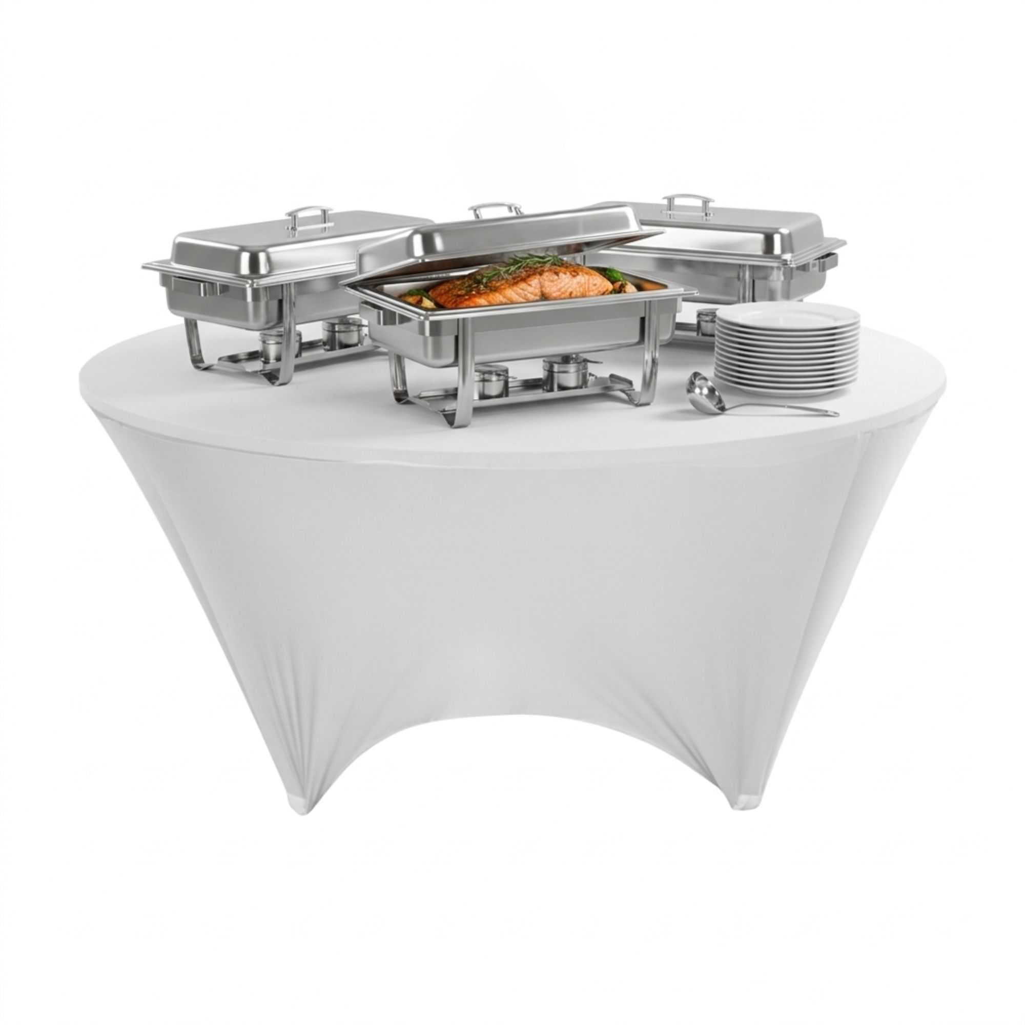 Table Tek Round White Spandex Table Cover - Contour Cut - 72" - 1 count box