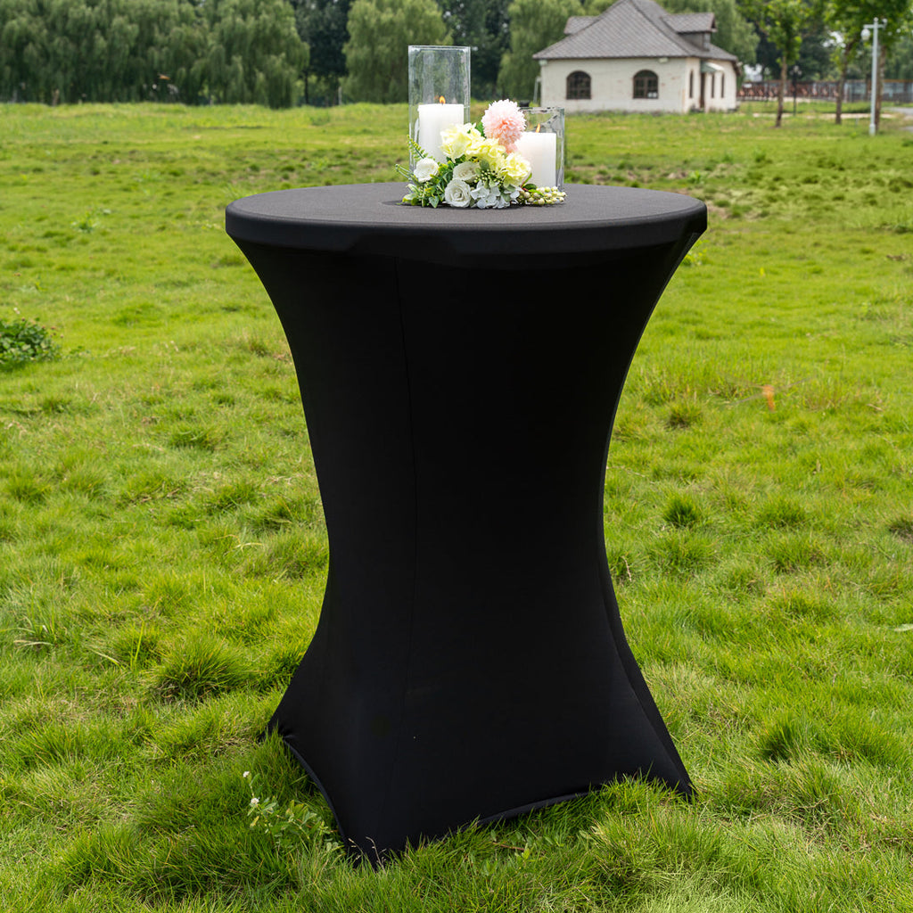 Table Tek Round Black Spandex Table Cover - Bar Height - 32" - 1 count box