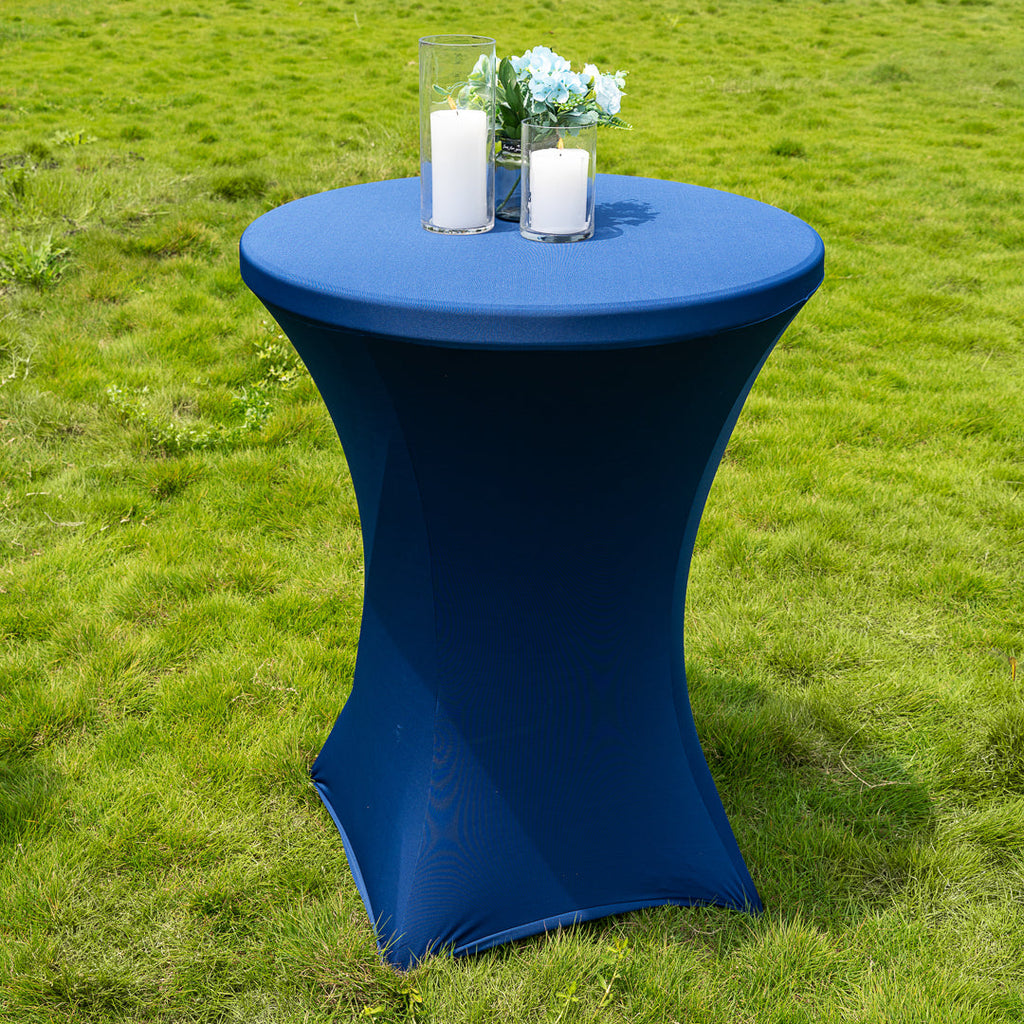 Table Tek Round Blue Spandex Table Cover - Bar Height - 32" - 1 count box