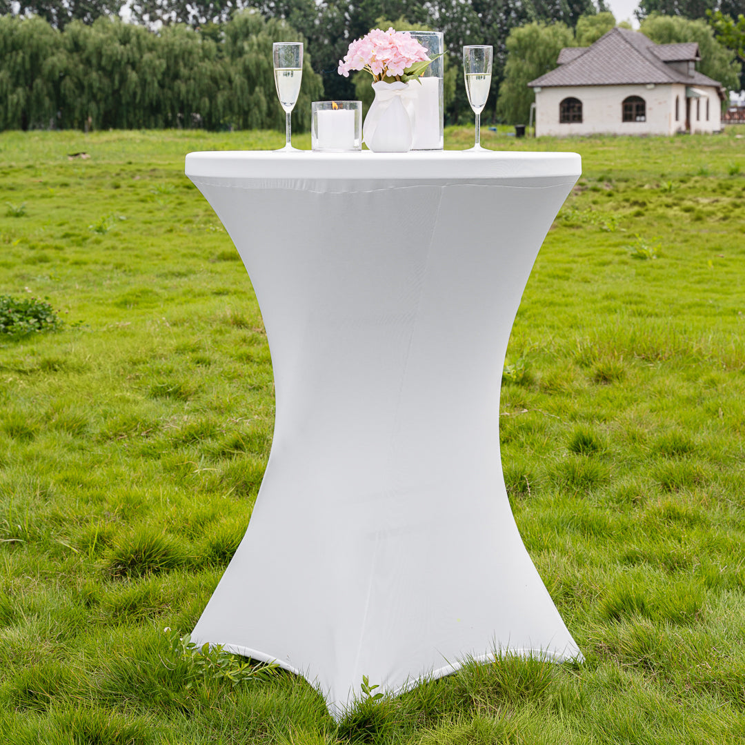 Table Tek Round White Spandex Table Cover - Bar Height - 32" - 1 count box