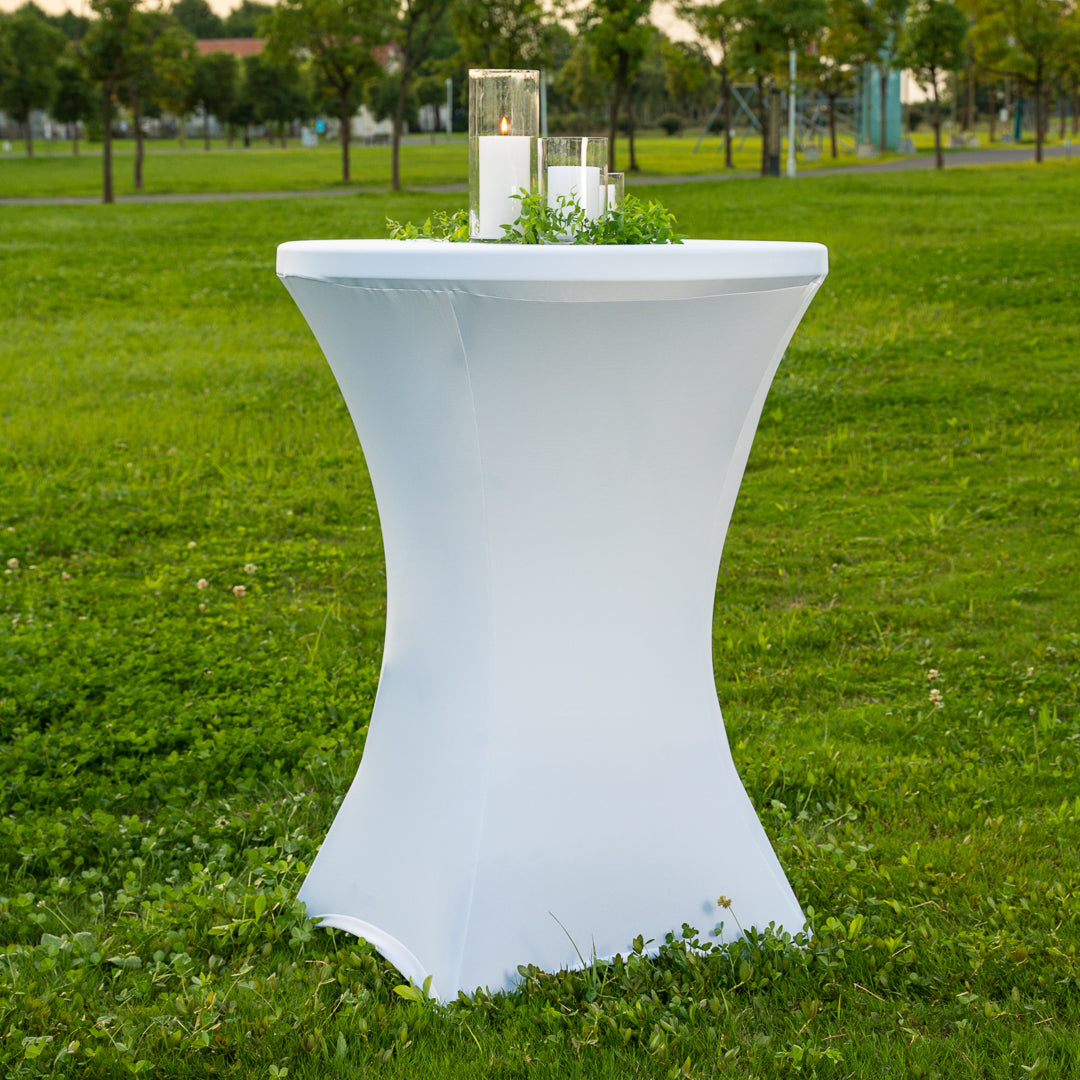Table Tek Round White Spandex Table Cover - Bar Height - 32" - 1 count box