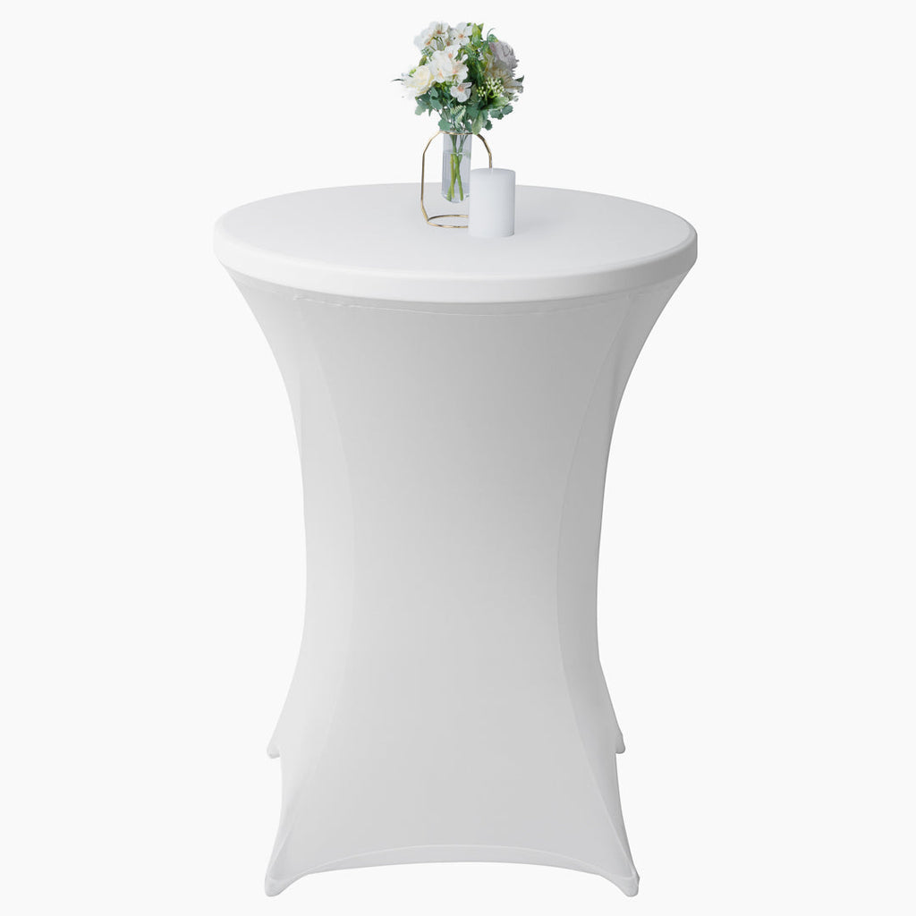 Table Tek Round White Spandex Table Cover - Bar Height - 32" - 10 count box