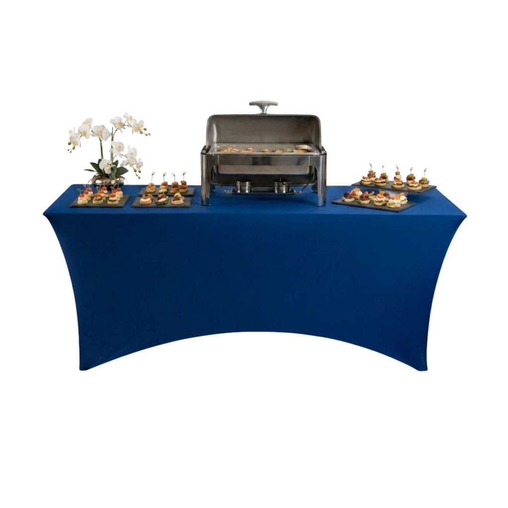 Table Tek Rectangle Blue Spandex Table Cover - Contour Cut - 72" x 30" - 1 count box