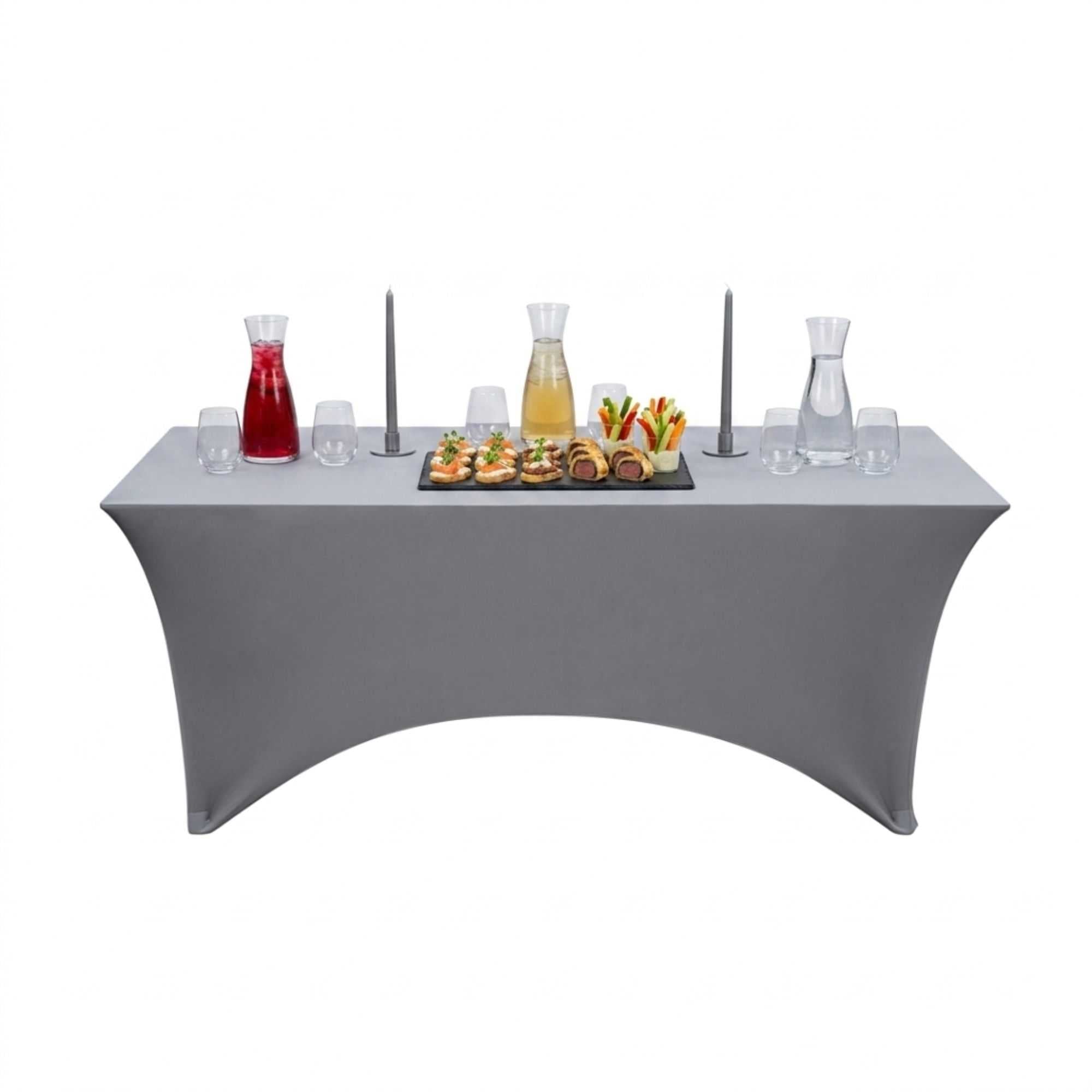 Table Tek Rectangle Charcoal Gray Spandex Table Cover - Contour Cut - 72" x 30" - 10 count box