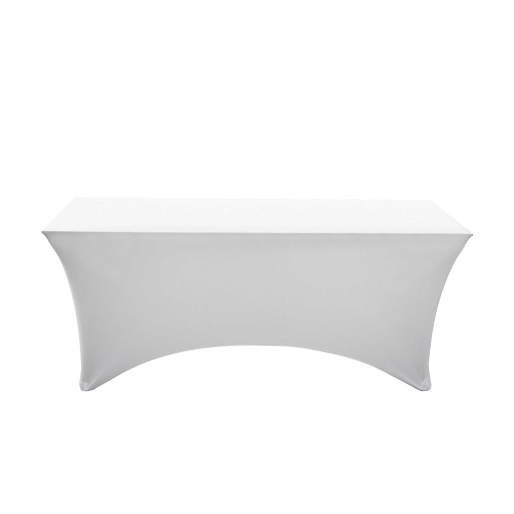 Table Tek Rectangle White Spandex Table Cover - Contour Cut - 72" x 30" - 1 count box