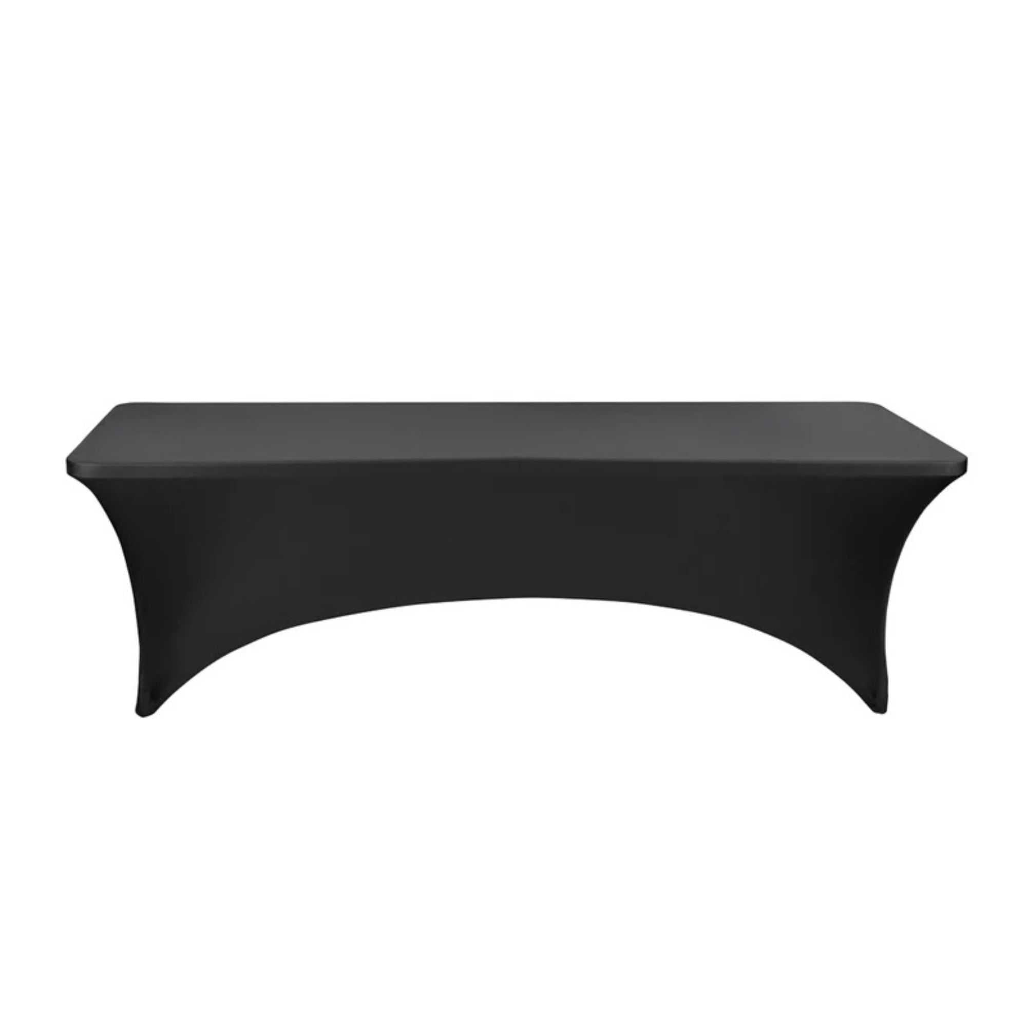 Table Tek Rectangle Black Spandex Table Cover - Contour Cut - 96" x 30" - 1 count box