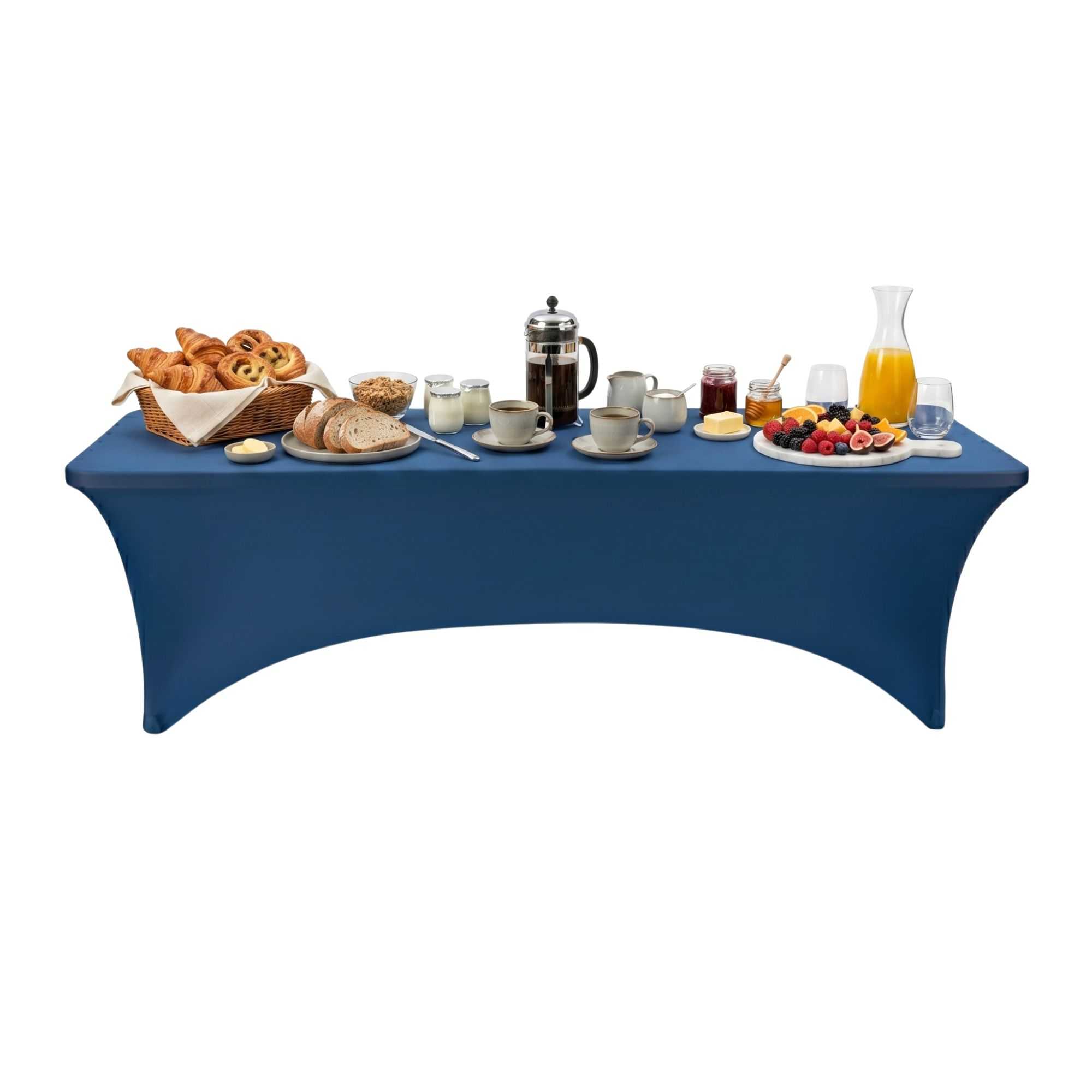 Table Tek Rectangle Blue Spandex Table Cover - Contour Cut - 96" x 30" - 1 count box
