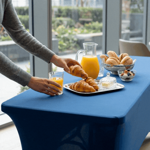 Table Tek Rectangle Blue Spandex Table Cover - Contour Cut - 96" x 30" - 1 count box