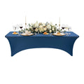 Table Tek Rectangle Blue Spandex Table Cover - Contour Cut - 96" x 30" - 10 count box