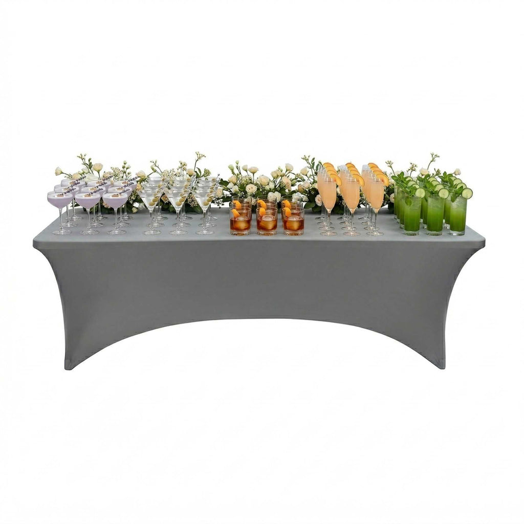 Table Tek Rectangle Charcoal Gray Spandex Table Cover - Contour Cut - 96" x 30" - 1 count box