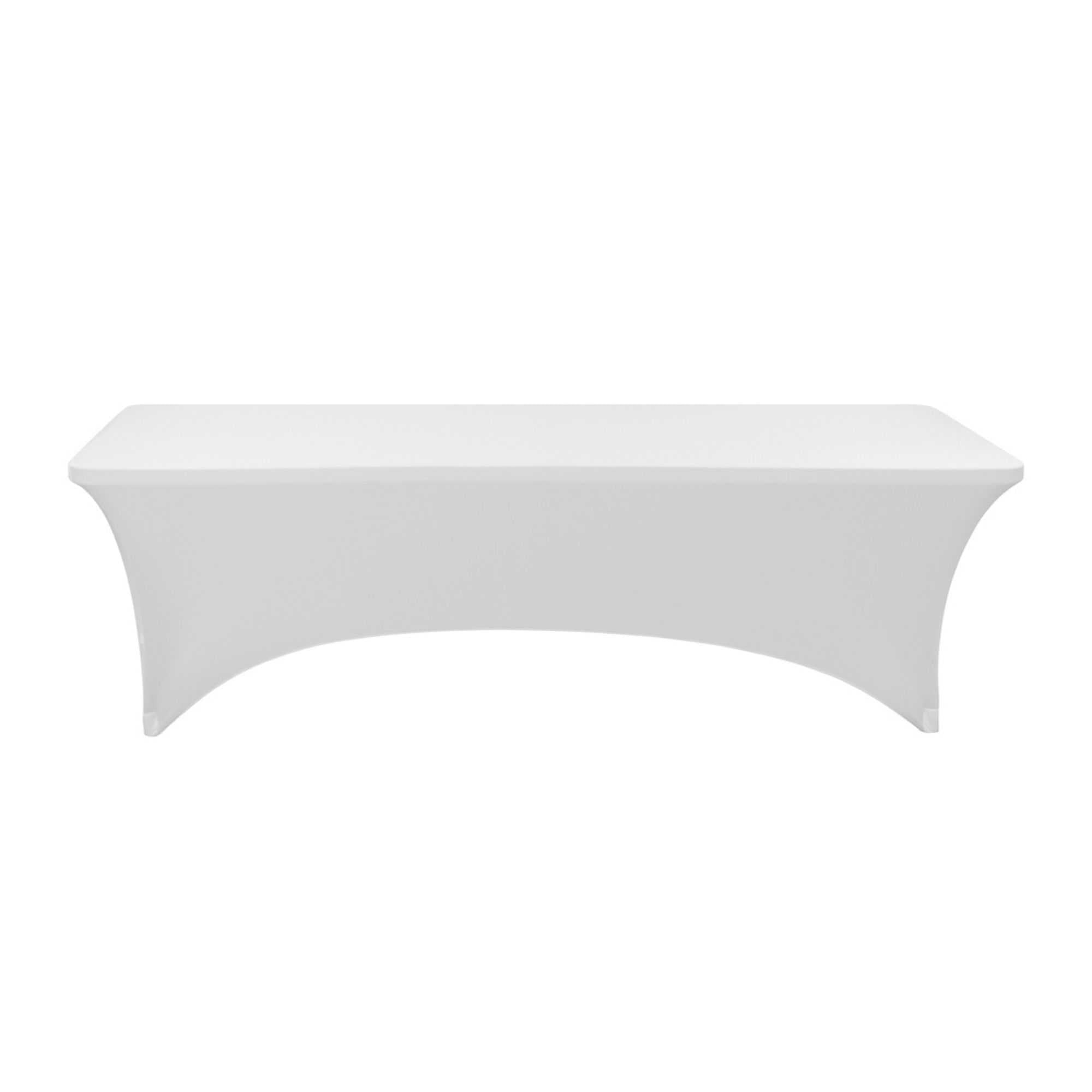 Table Tek Rectangle White Spandex Table Cover - Contour Cut - 96" x 30" - 1 count box