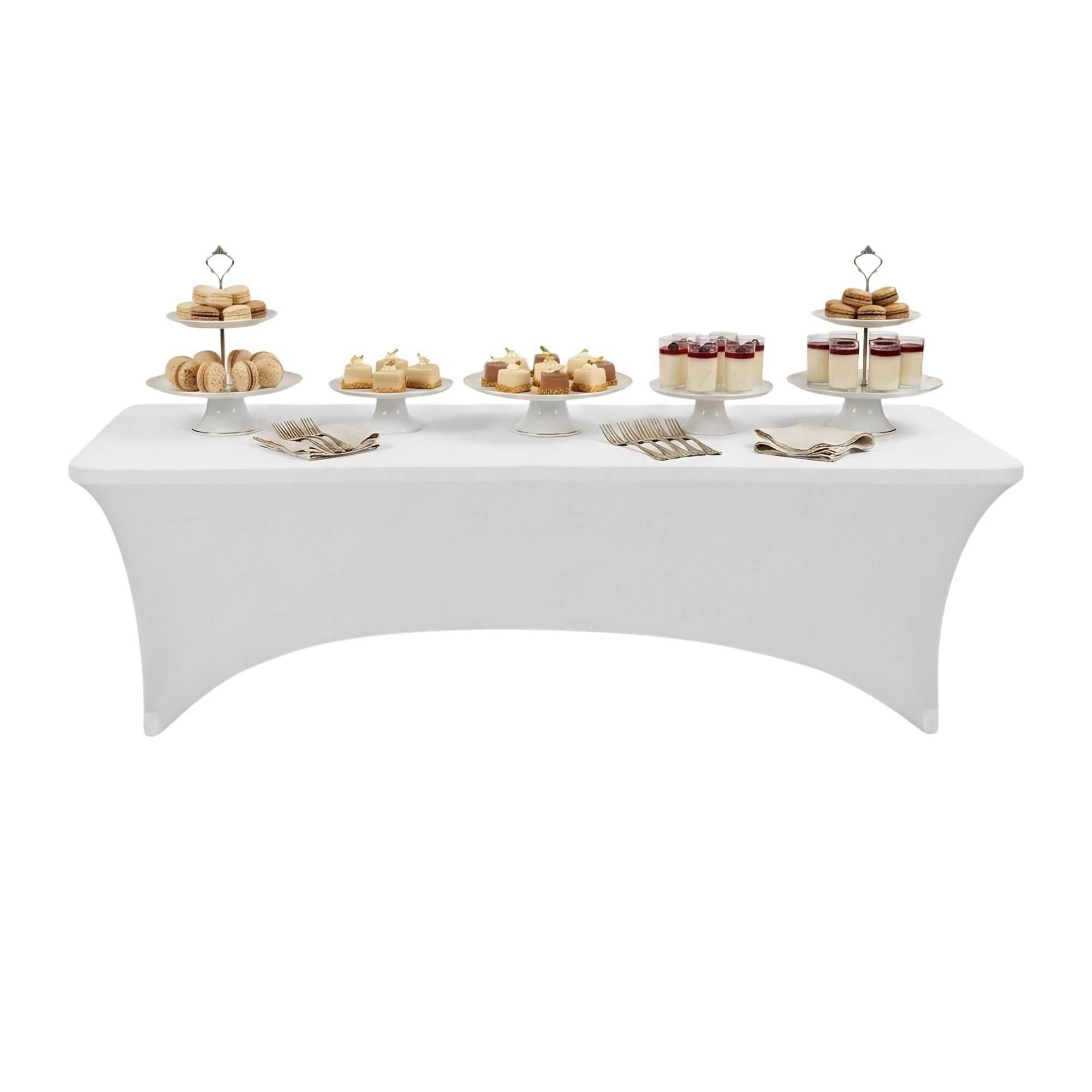 Table Tek Rectangle White Spandex Table Cover - Contour Cut - 96" x 30" - 1 count box