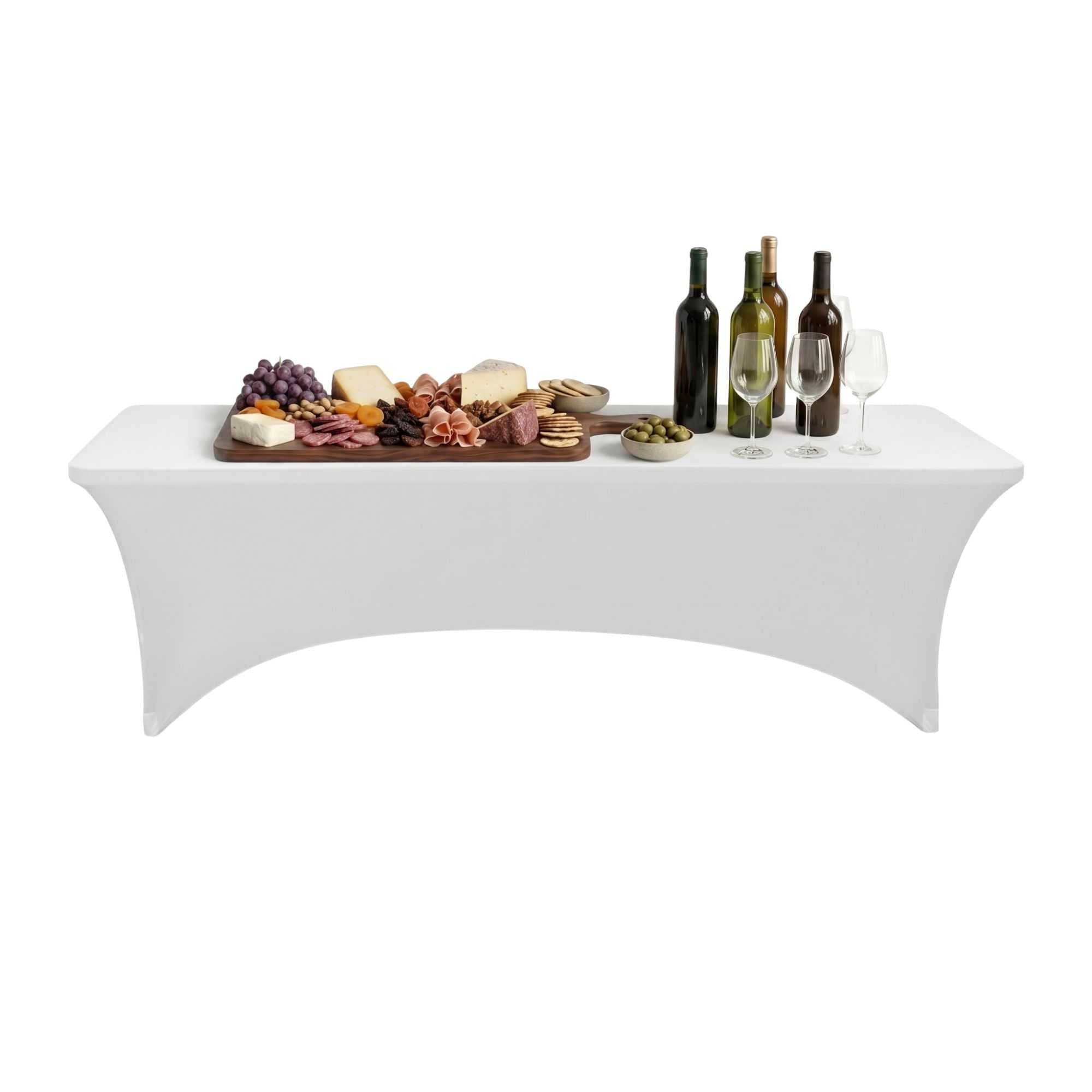 Table Tek Rectangle White Spandex Table Cover - Contour Cut - 96" x 30" - 10 count box