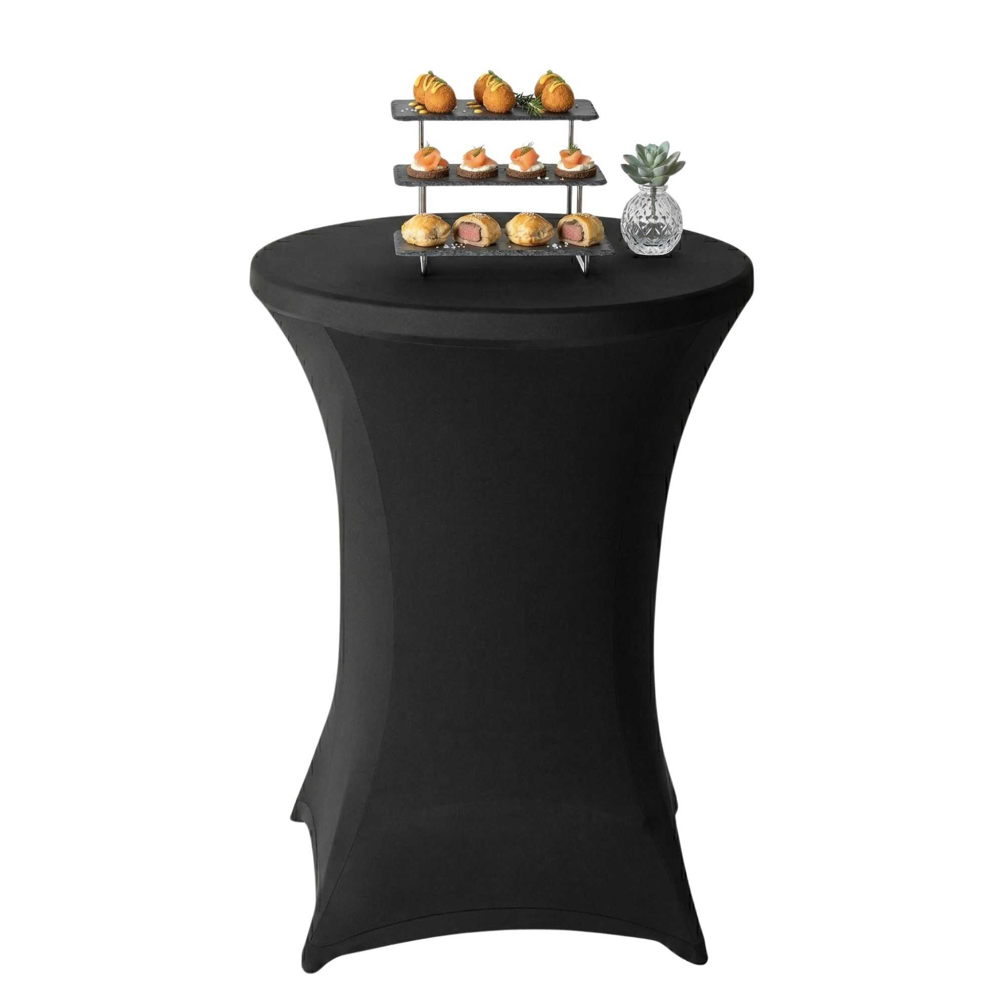Table Tek Round Black Spandex Table Cover - Bar Height - 36" - 1 count box