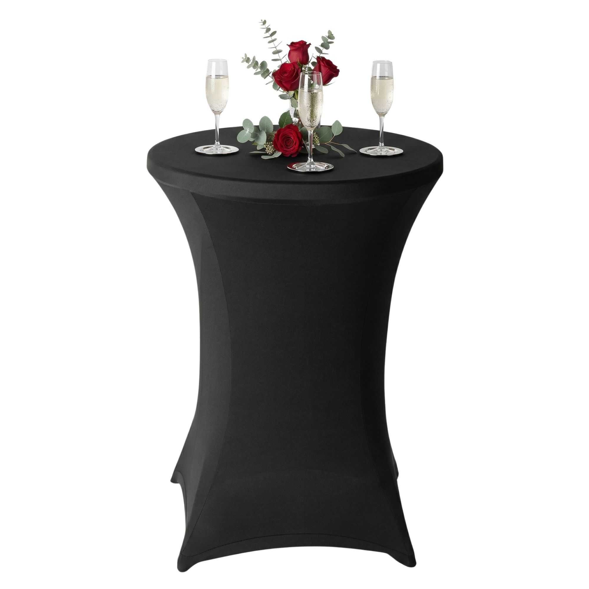 Table Tek Round Black Spandex Table Cover - Bar Height - 36" - 10 count box