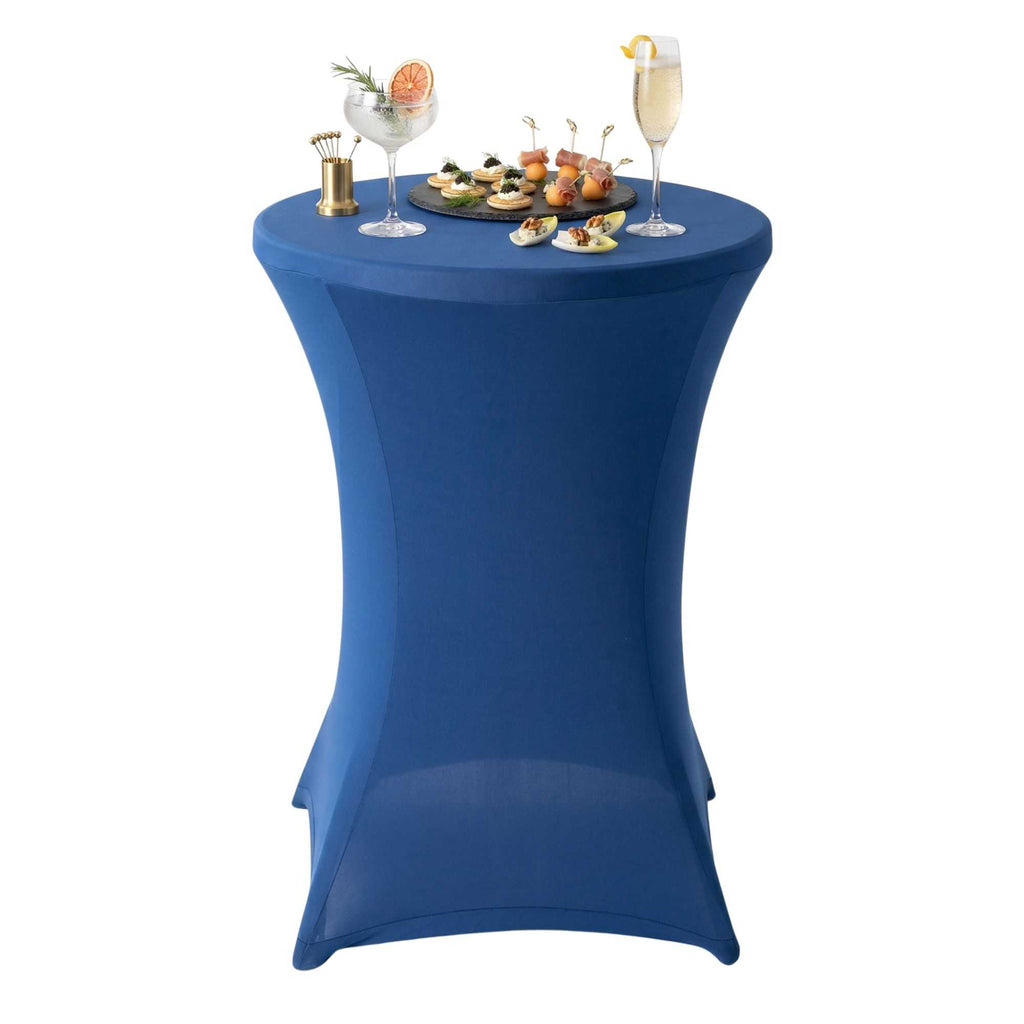 Table Tek Round Blue Spandex Table Cover - Bar Height - 36" - 1 count box