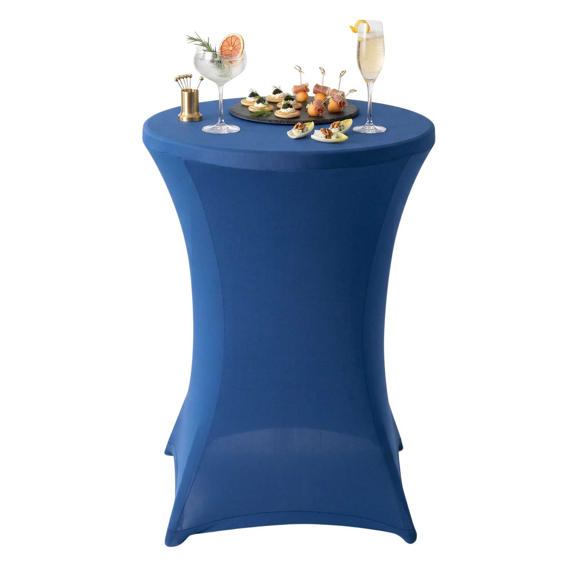 Table Tek Round Blue Spandex Table Cover - Bar Height - 36" - 1 count box