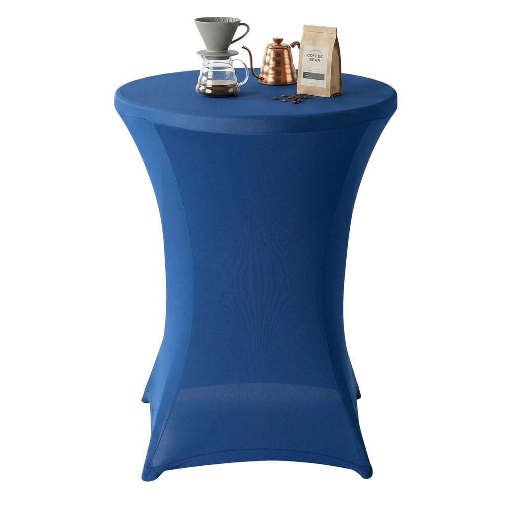 Table Tek Round Blue Spandex Table Cover - Bar Height - 36" - 1 count box
