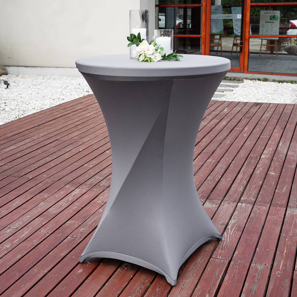 Table Tek Round Gray Spandex Table Cover - Bar Height - 36" - 1 count box