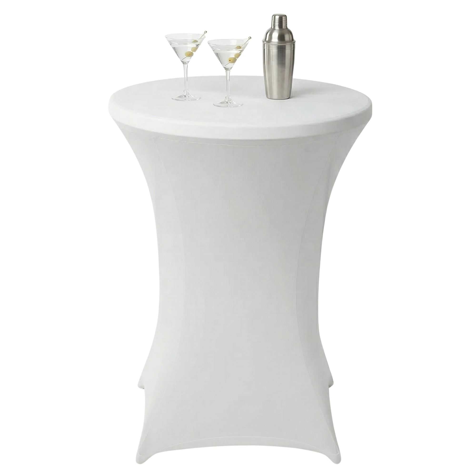 Table Tek Round White Spandex Table Cover - Bar Height - 36" - 1 count box