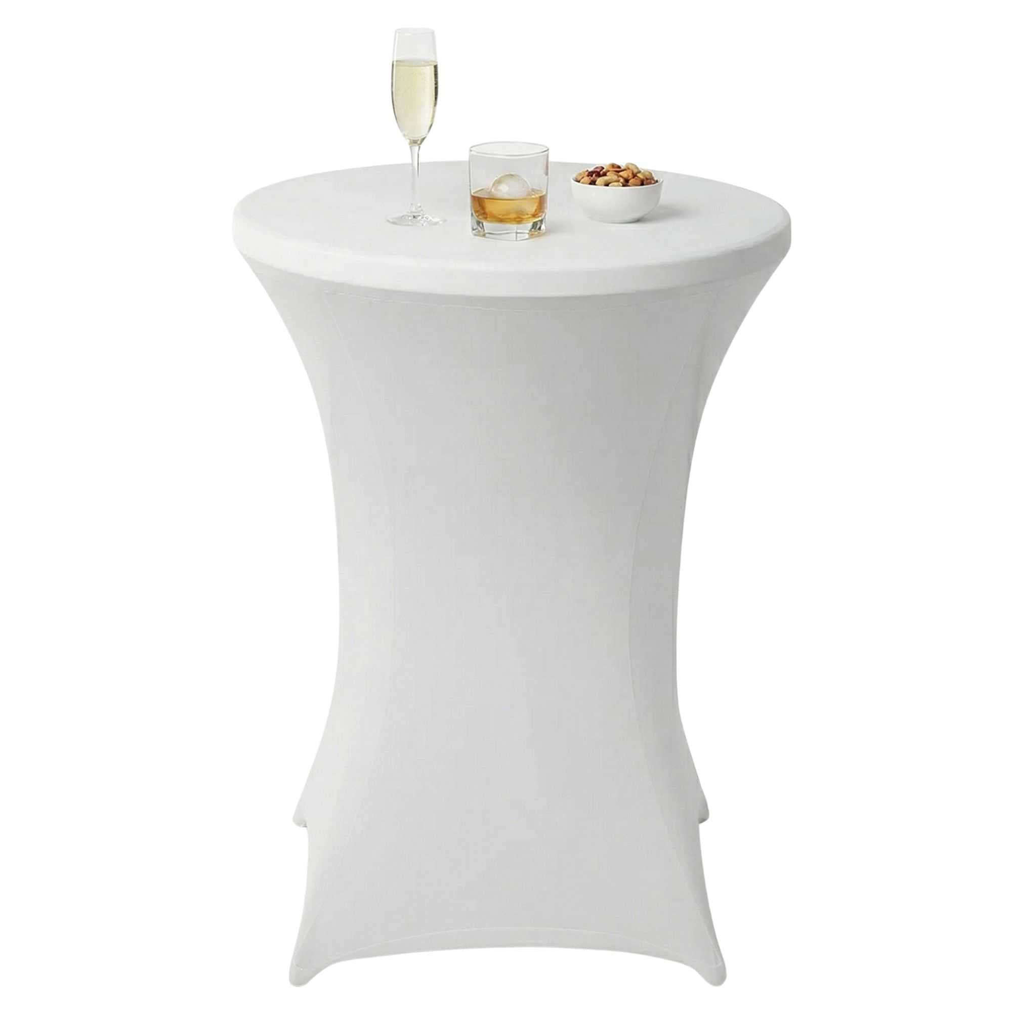 Table Tek Round White Spandex Table Cover - Bar Height - 36" - 1 count box