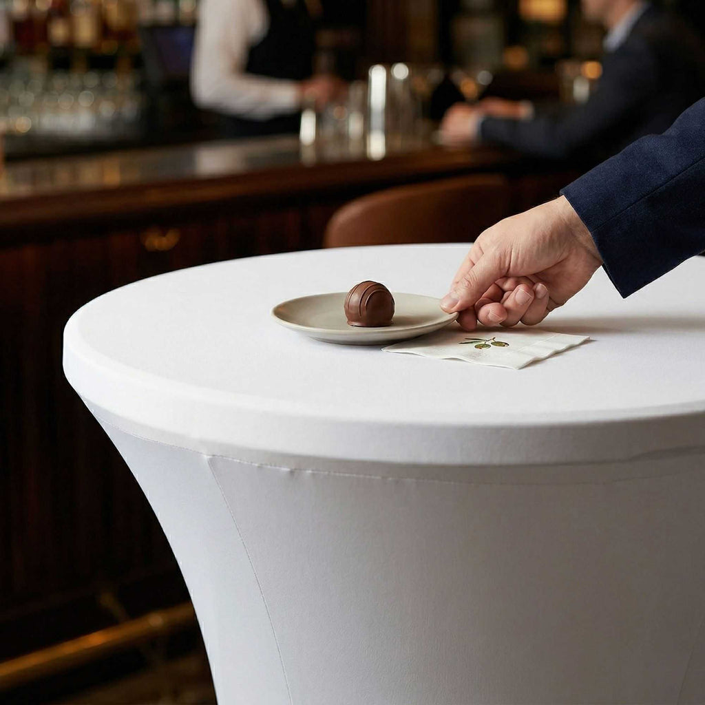 Table Tek Round White Spandex Table Cover - Bar Height - 36" - 1 count box