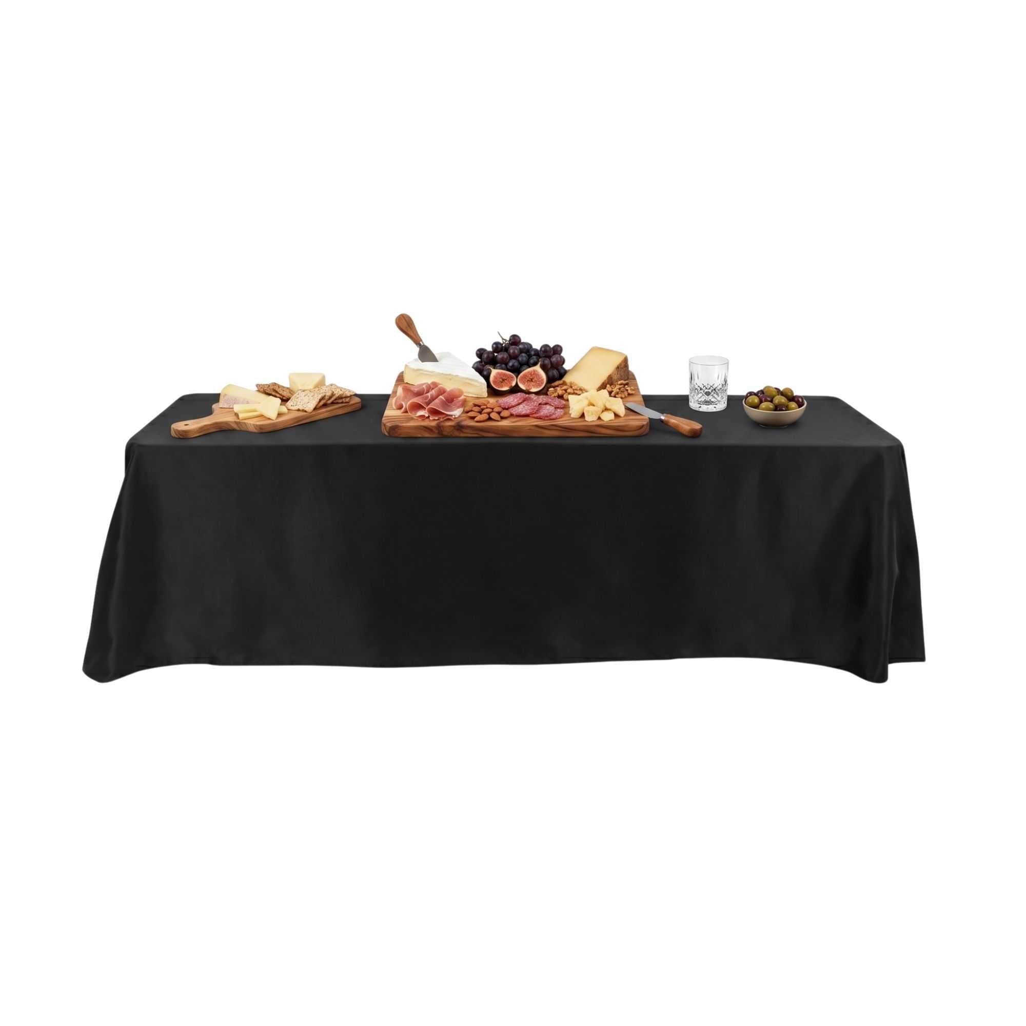 Table Tek Rectangle Black Polyester Cloth Table Cover - Hemmed - 90" x 132" - 10 count box