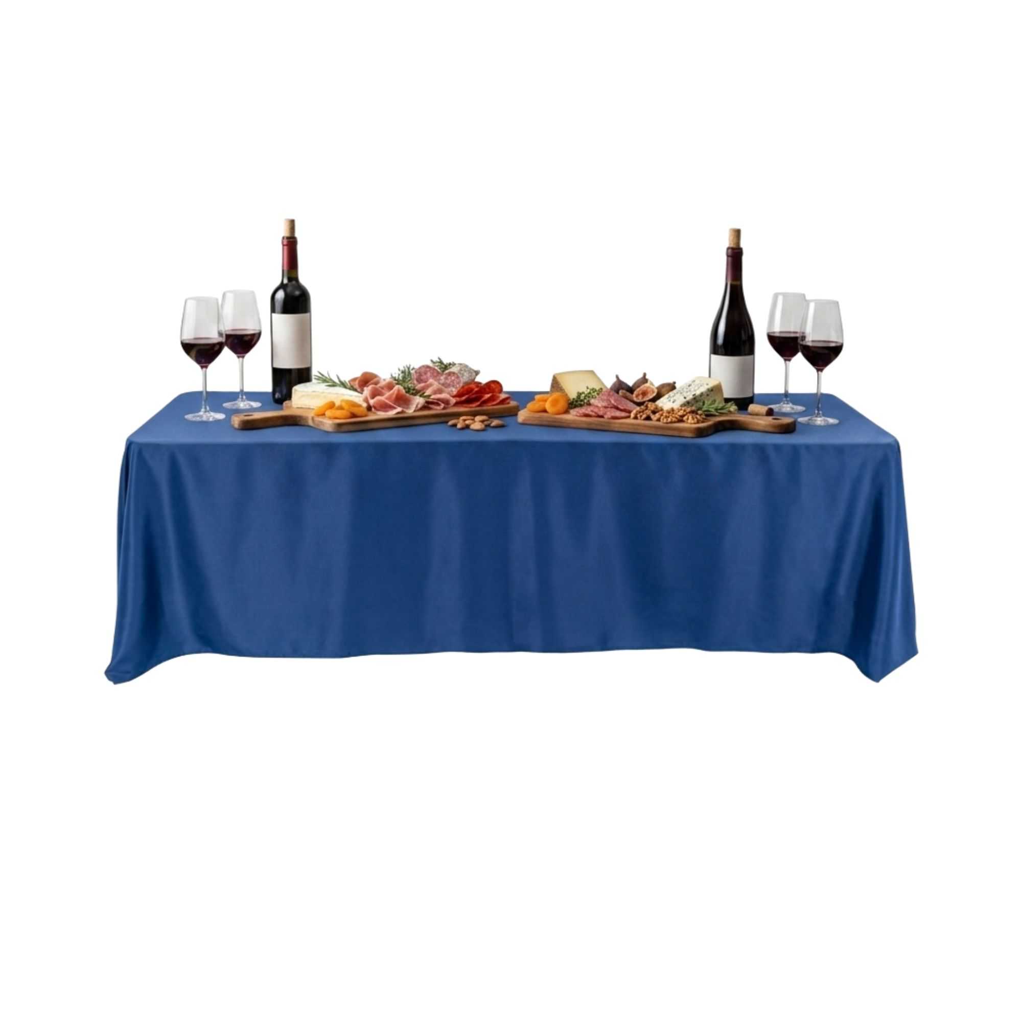 Table Tek Rectangle Blue Polyester Cloth Table Cover - Hemmed - 90" x 132" - 10 count box