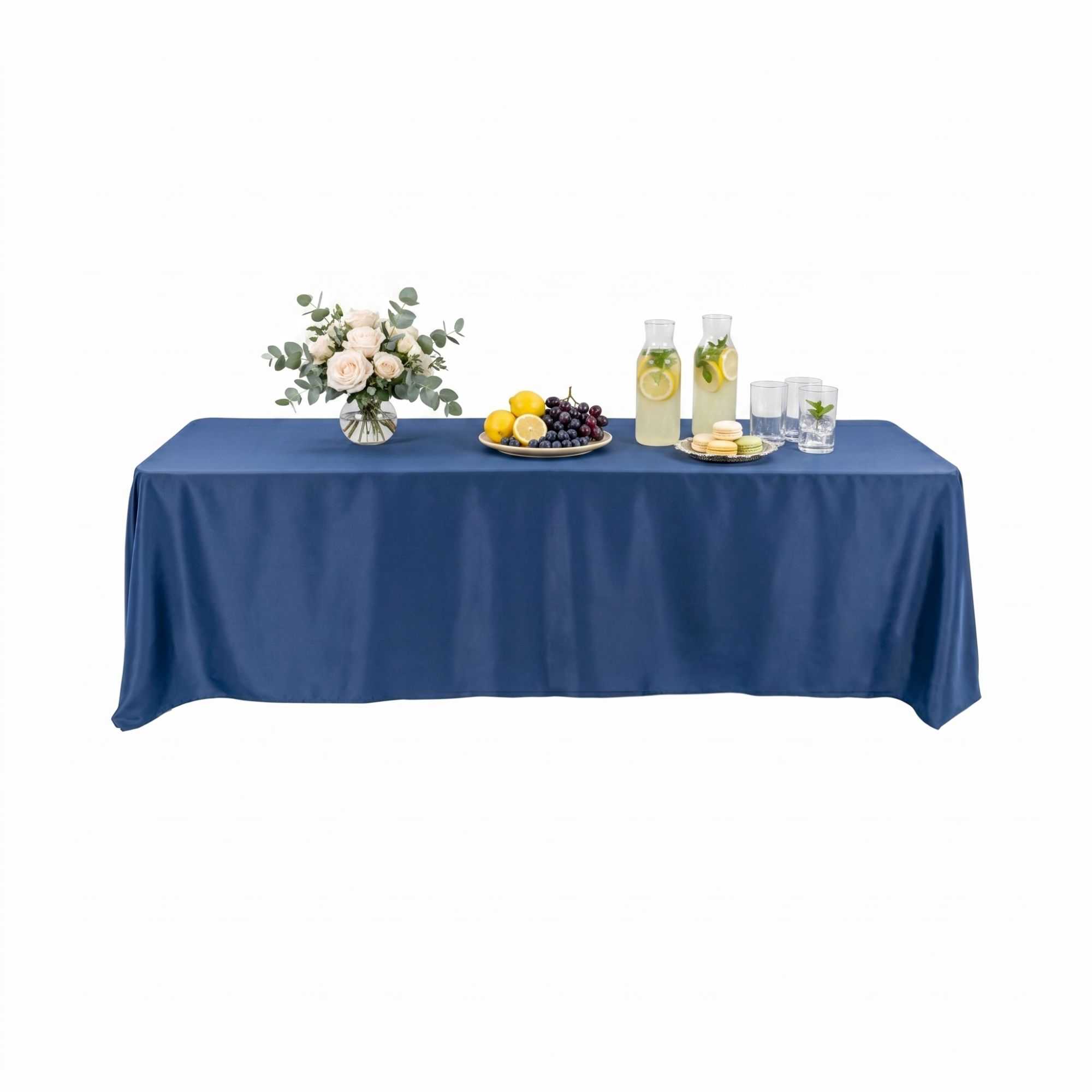 Table Tek Rectangle Blue Polyester Cloth Table Cover - Hemmed - 90" x 132" - 10 count box